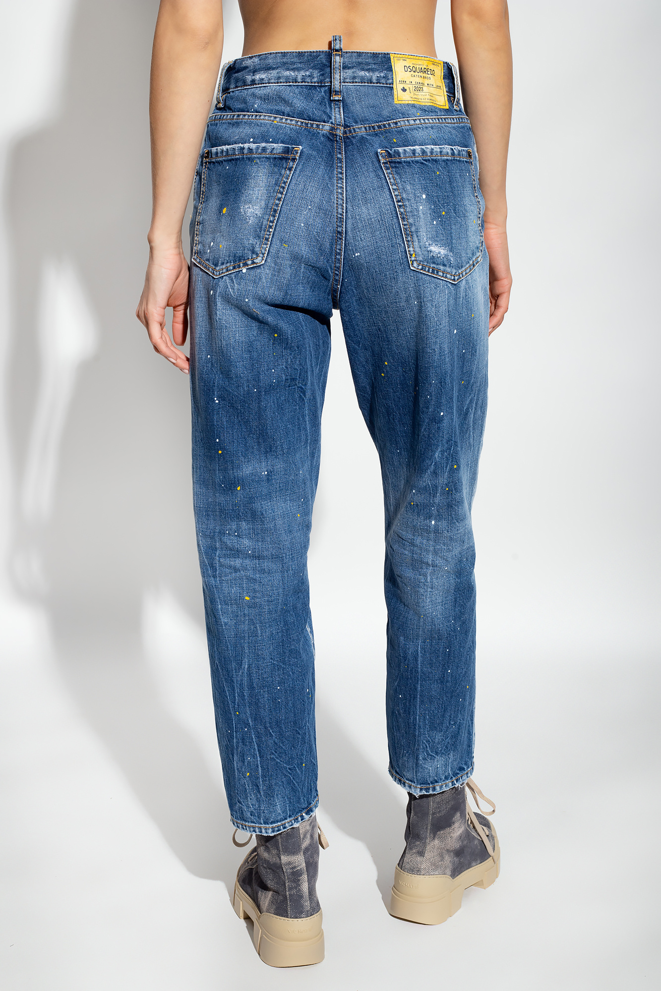 Dsquared2 Paint-splatter Straight-leg Jeans In Blue