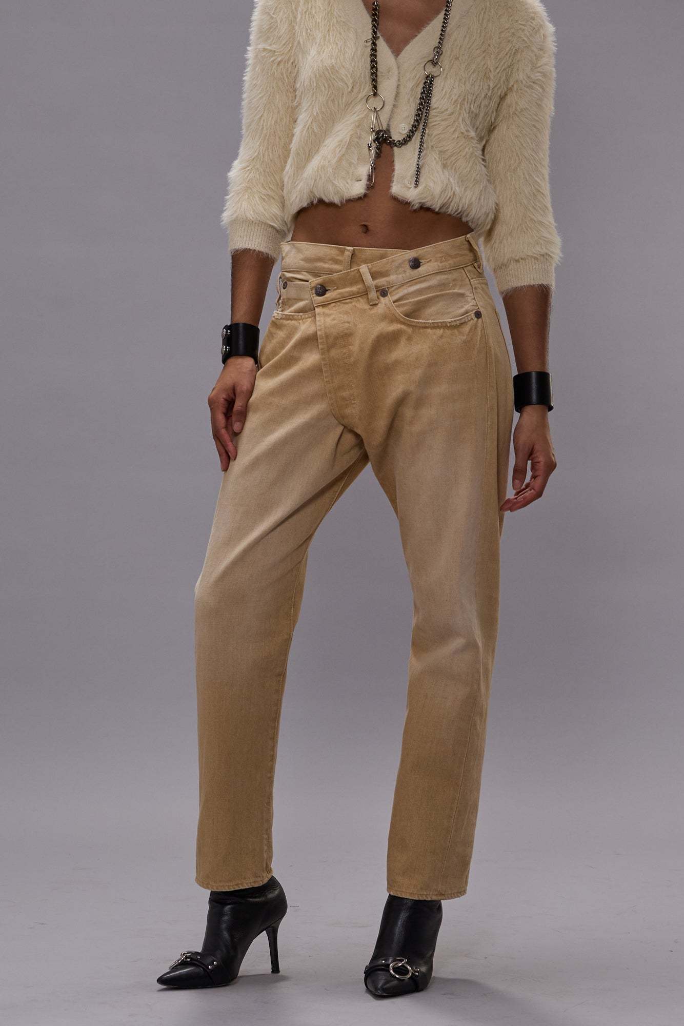 R13 Belt-loop Jeans In Brown