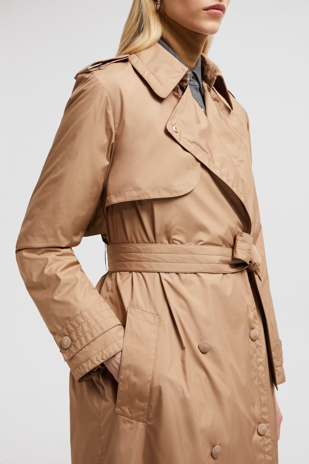 Shop Moncler Barbetane Down Trench Coat In Pink