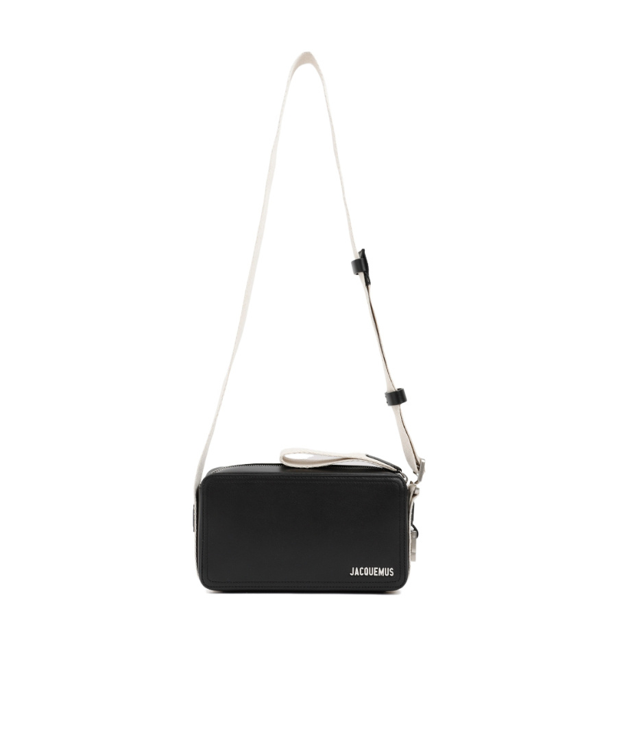 Jacquemus Le Cuerda Canvas-trimmed Leather Messenger Bag In Black