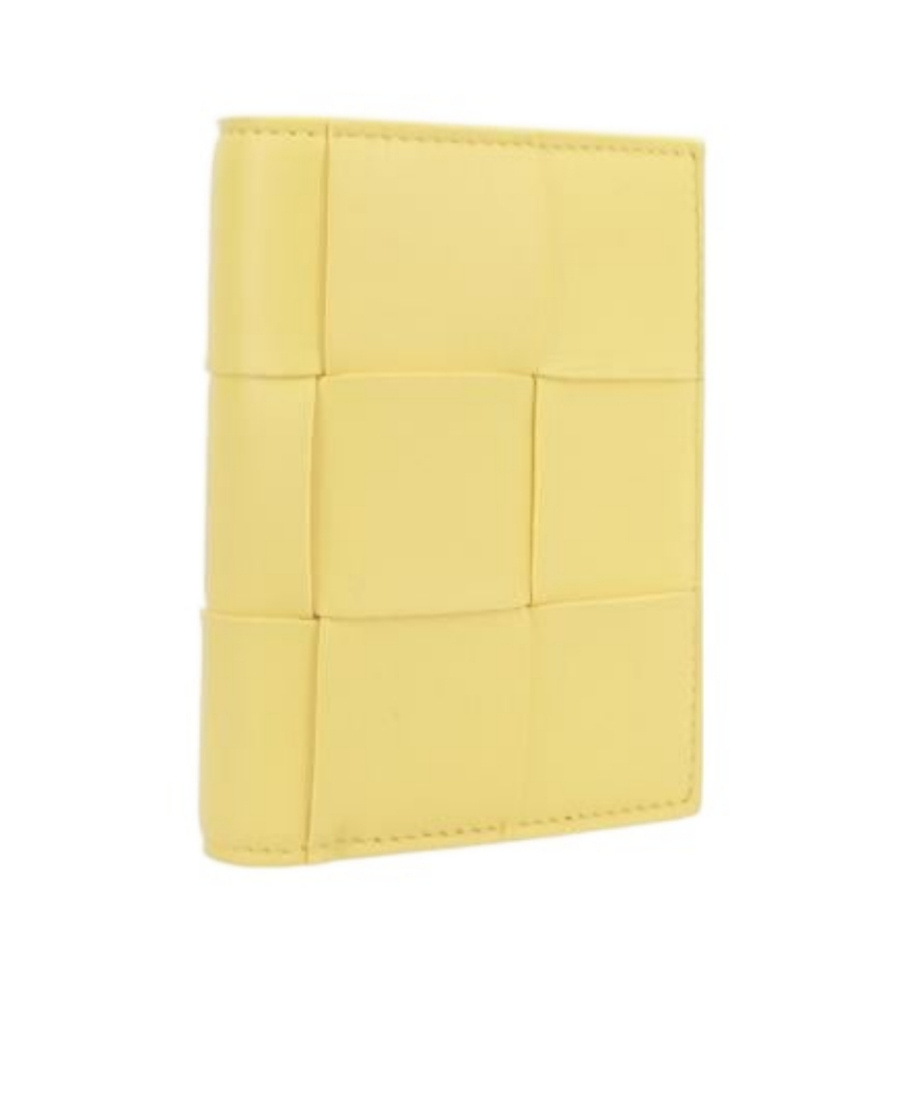 Bottega Veneta Small Card Double-fold Zipper Wallet In Yellow