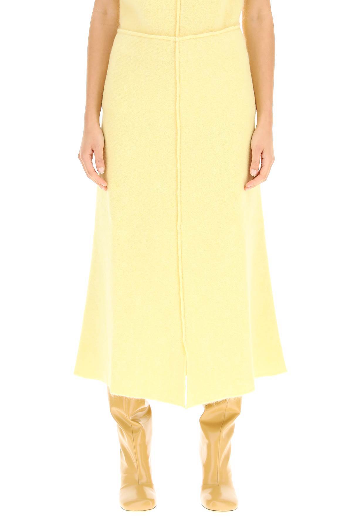 Jil Sander Central Pleat A-line Skirt In Yellow