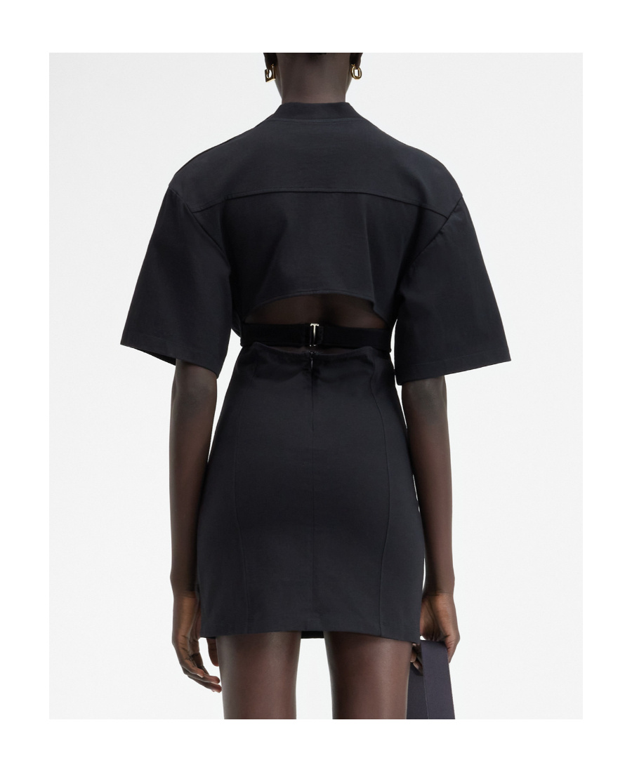 Jacquemus Bahia Twisted Cut-out Mini Dress In Black