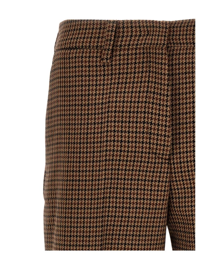 Prada Houndstooth Trousers In Brown