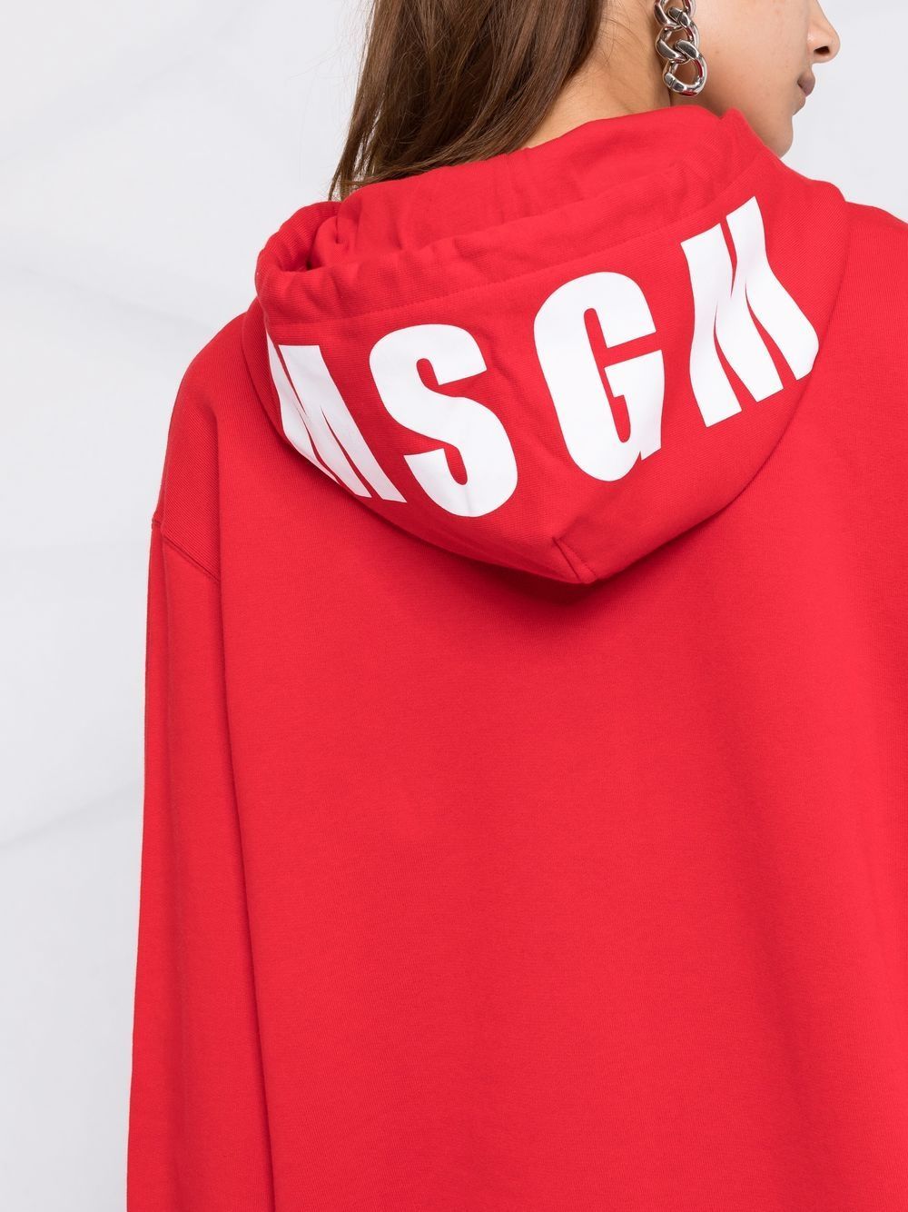 Msgm Logo-print Cotton Hoodie In Red