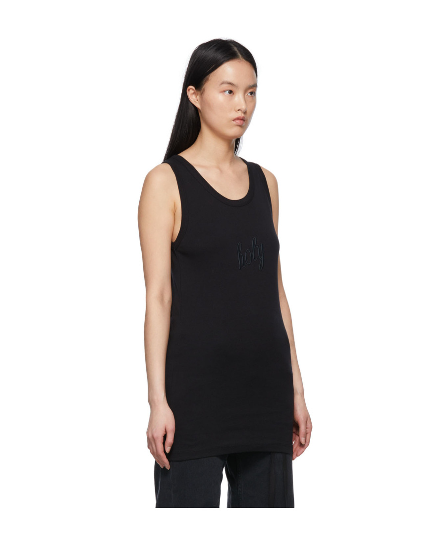 Ann Demeulemeester Mara Ribbed Cotton Tank Top In Black