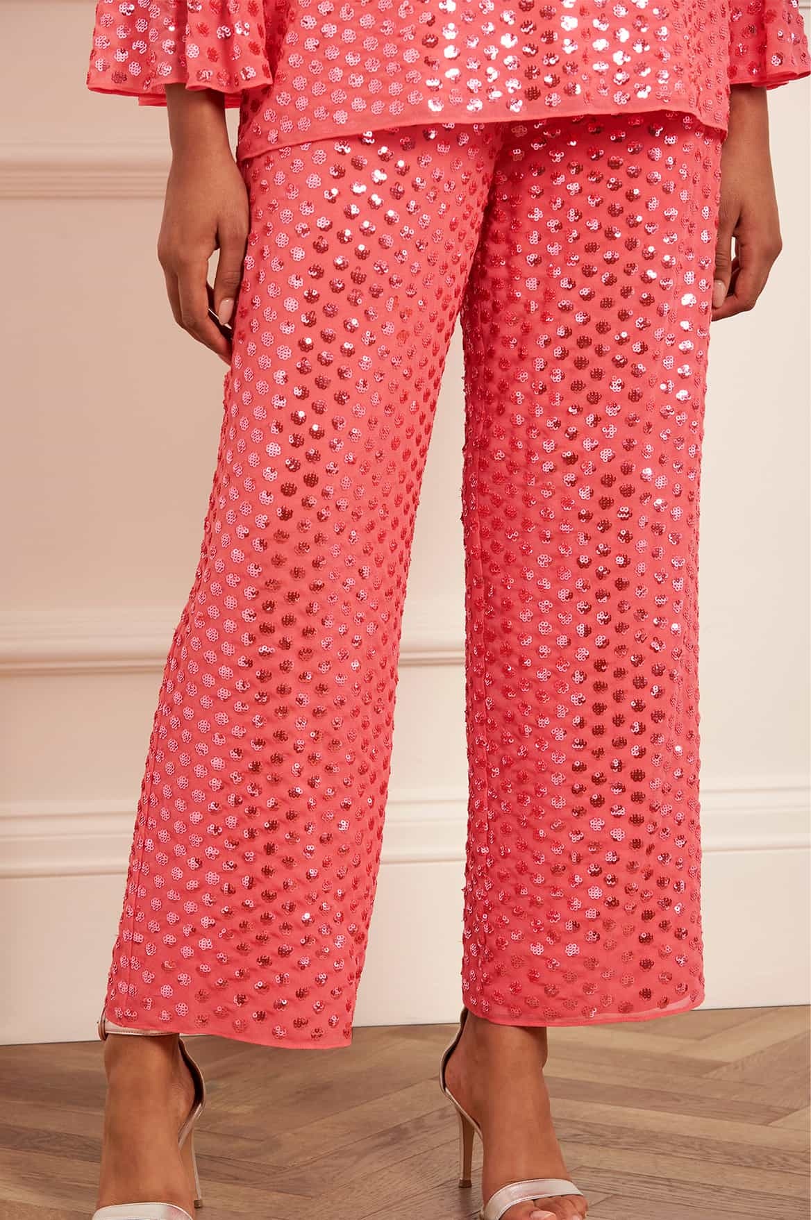NEEDLE & THREAD RAINDROP GLOSS TROUSERS