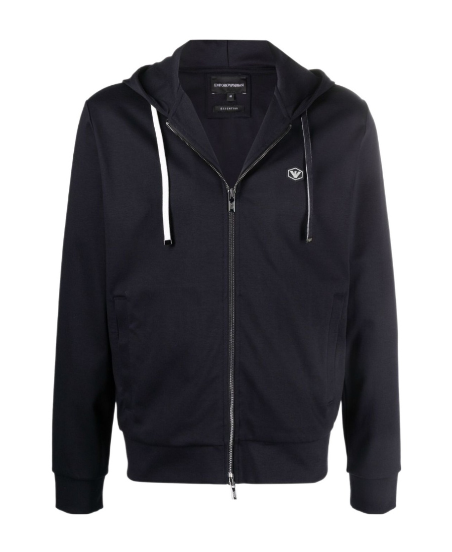 Emporio Armani Cotton-blend Logo Zip-up Hoodie In Black