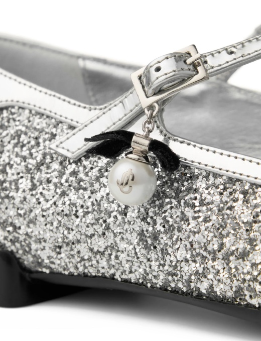 Jimmy Choo Eleri Glitter-leather Ballet Flats In Metallic