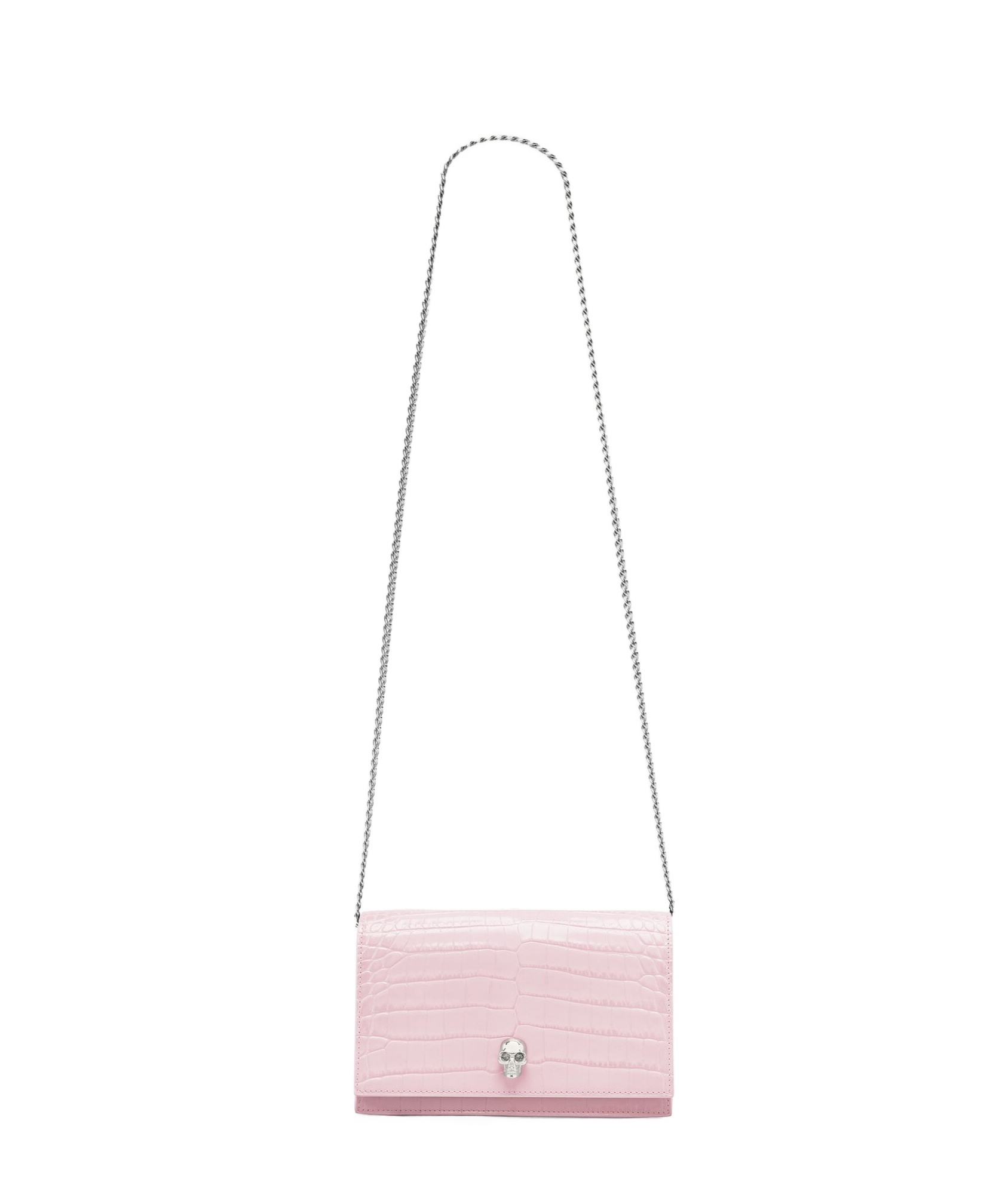 Alexander Mcqueen Small Croc-embossed Skull Cross-body Bag