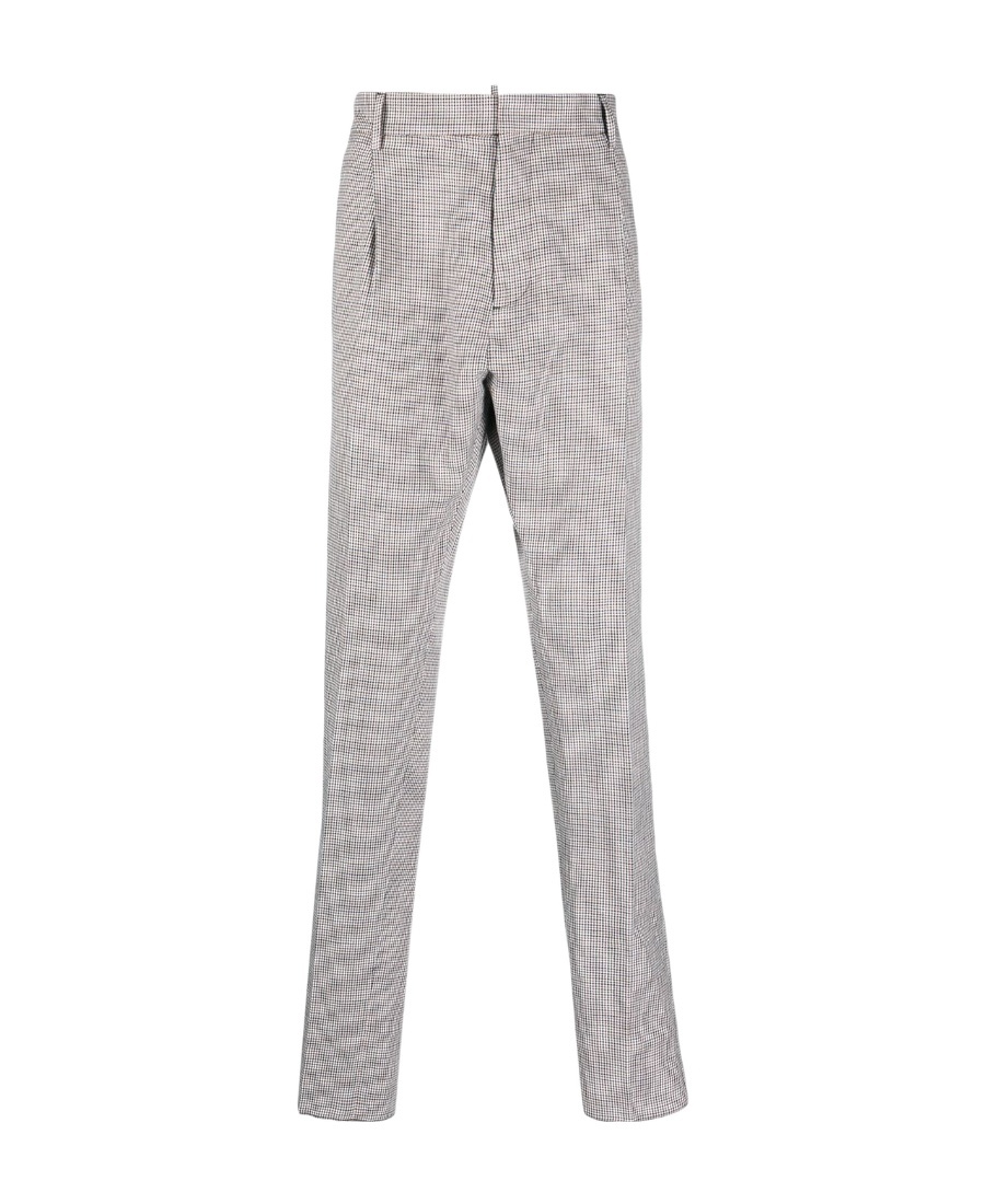 Dsquared2 Tailored Houndstooth Patterned Trousers In Gray