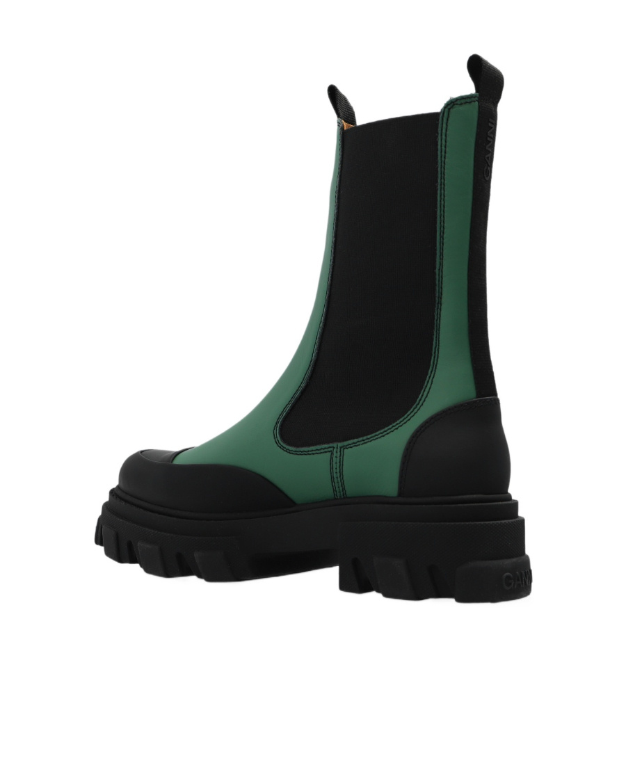 Ganni Colour-block Leather Ankle Boots In Black