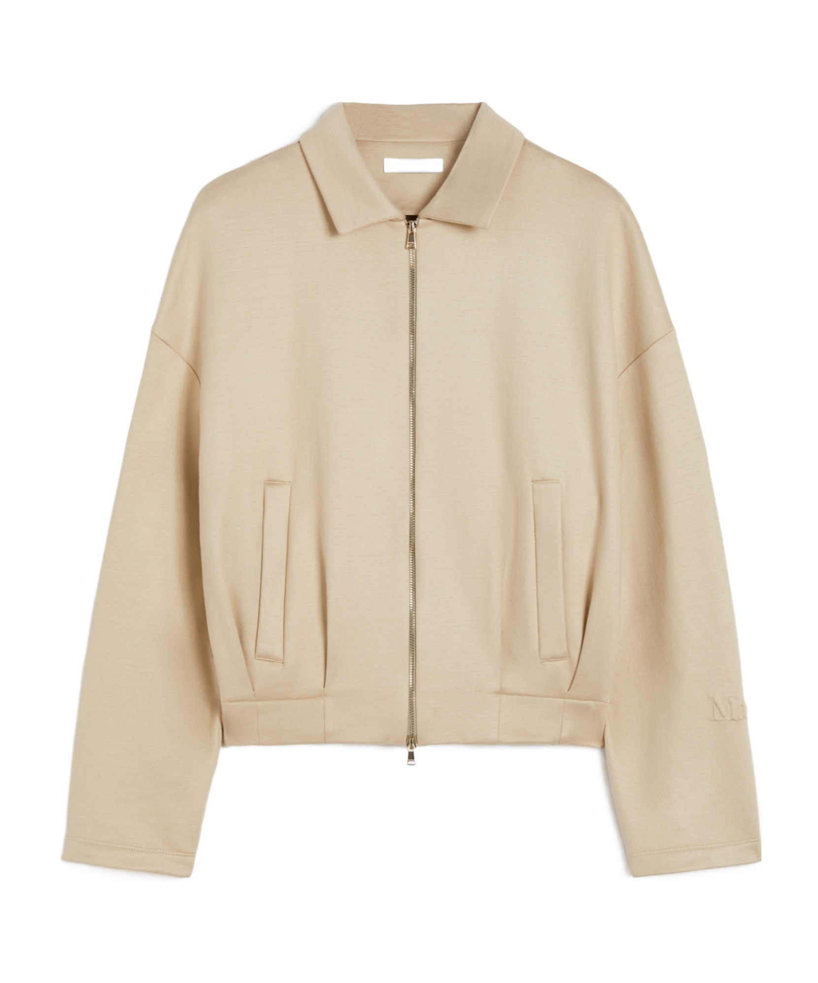 Max Mara Cropped Silk And Cotton Sweatshirt In Neutral