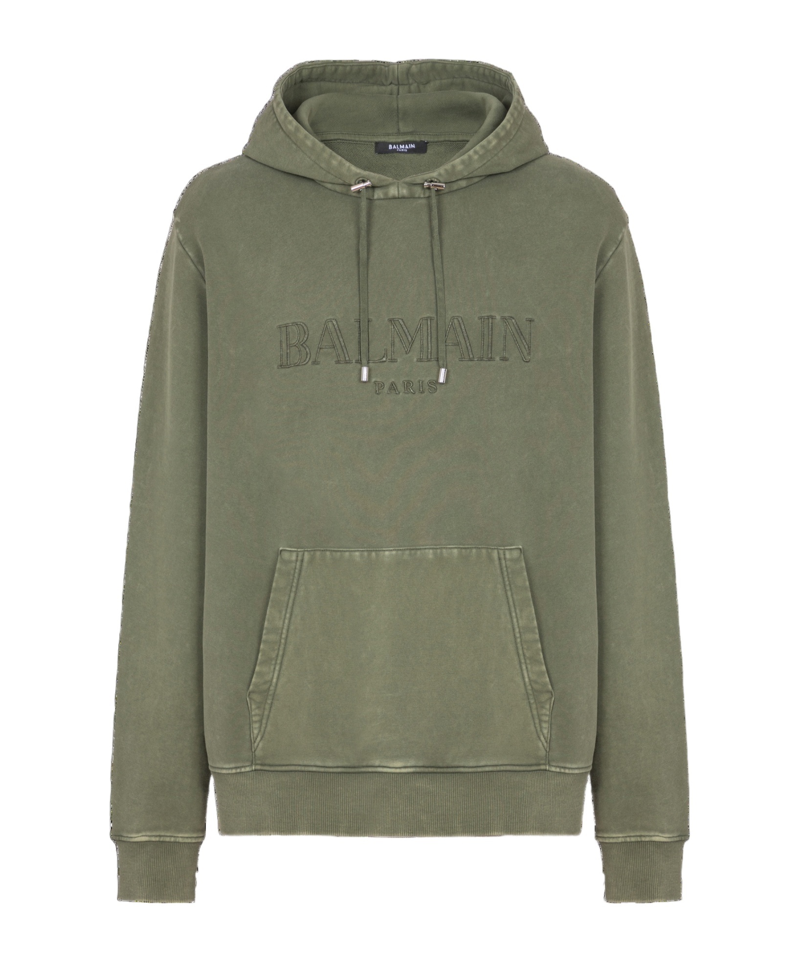 Balmain Oversize Vintage Emblem Cotton Hoodie In Brown