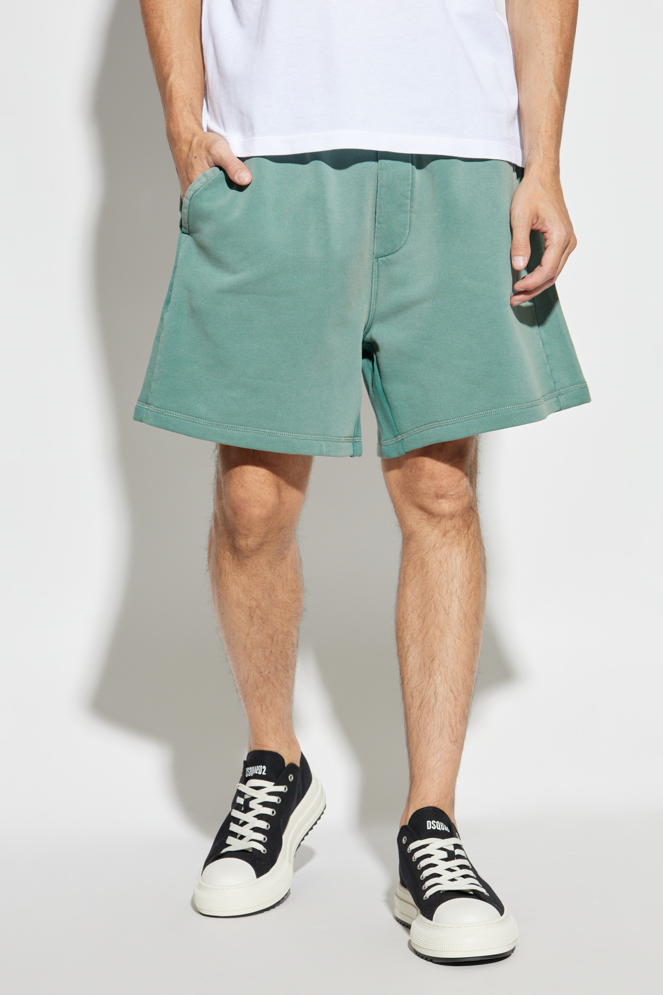 Dsquared2 Logo-embroidered Cotton Shorts In Green