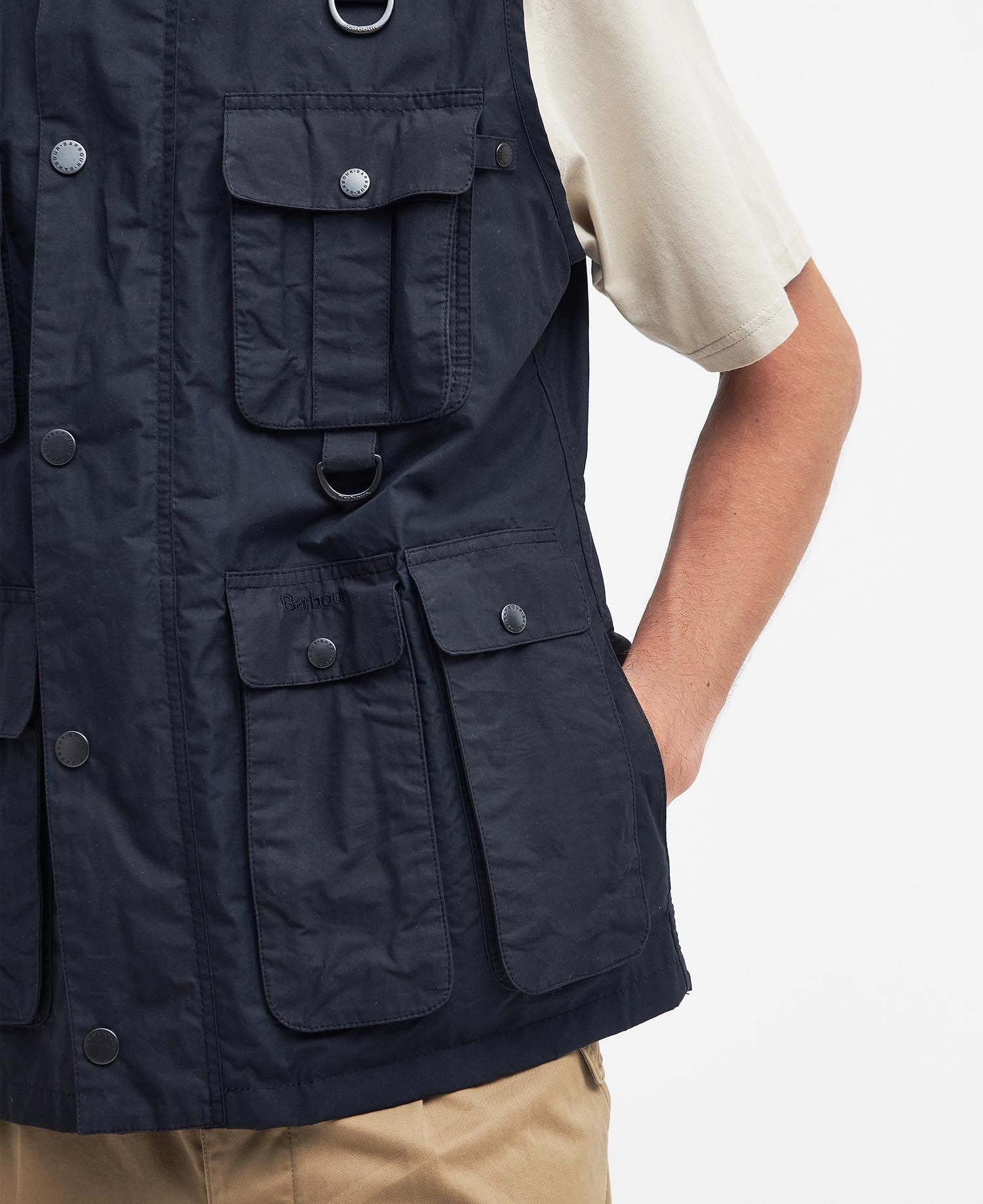 Barbour Utility-inspired Blue Gilet With Embroidered Logo In Black