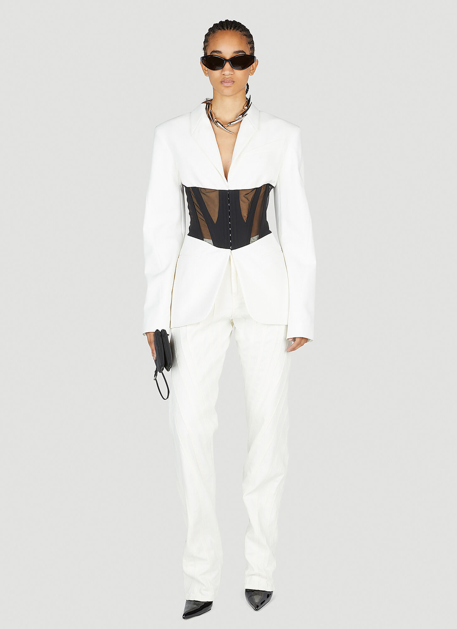 Mugler Belt Loop With Jeans In White