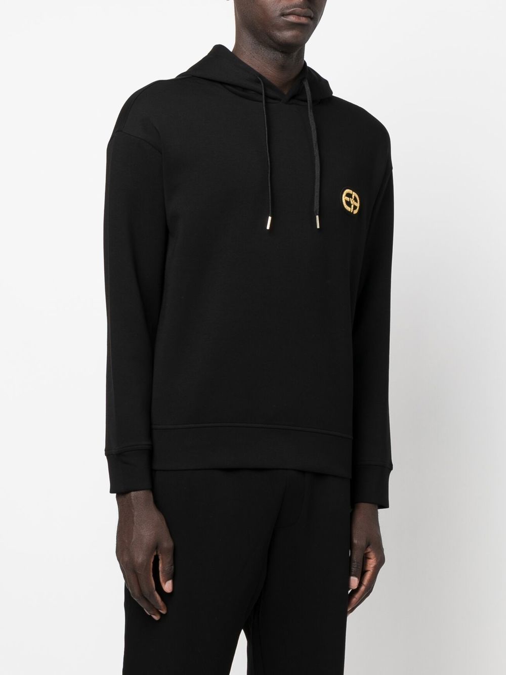 Emporio Armani Long Sleeve Hoodie In Black