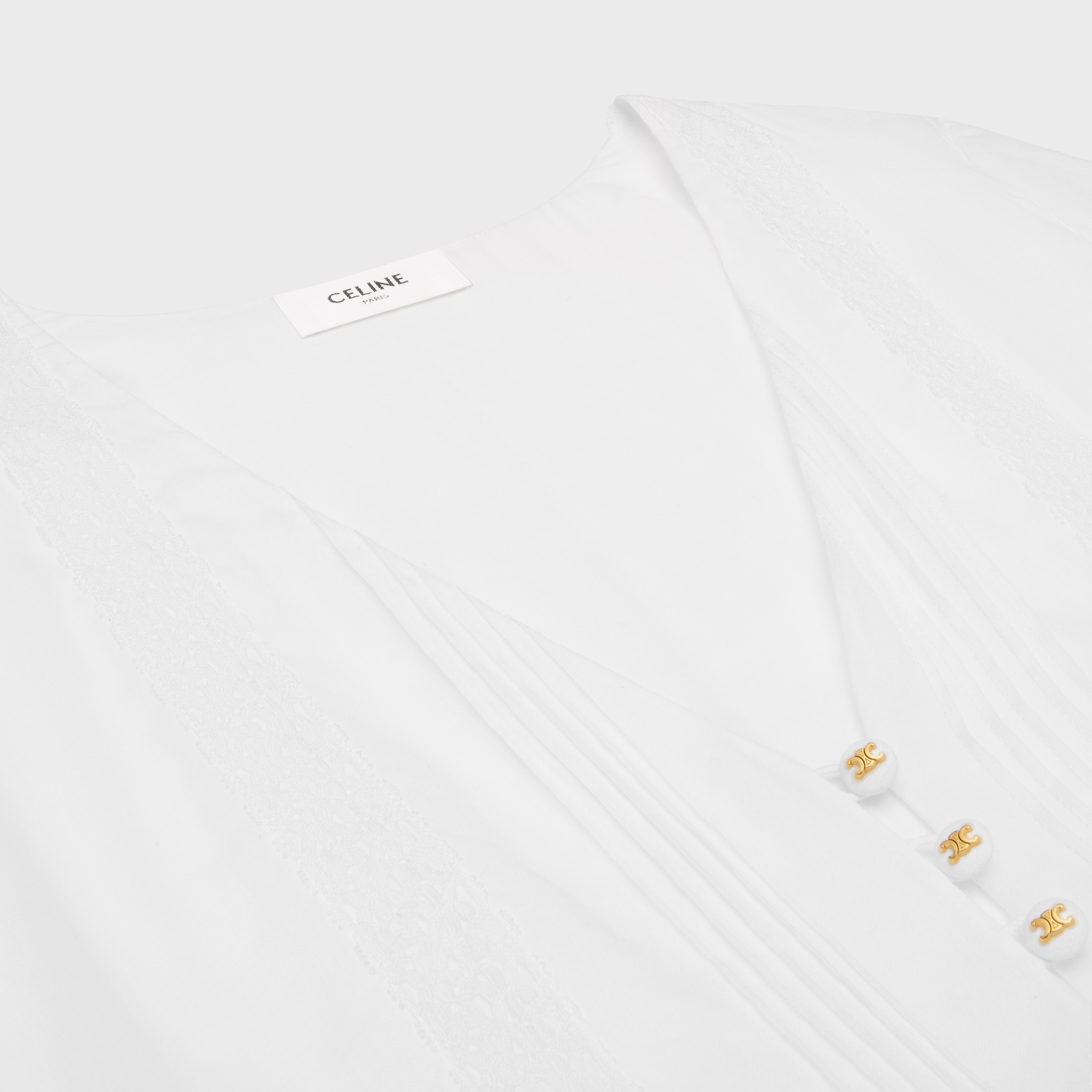 Celine Cotton Twill Extra-long Dress In White