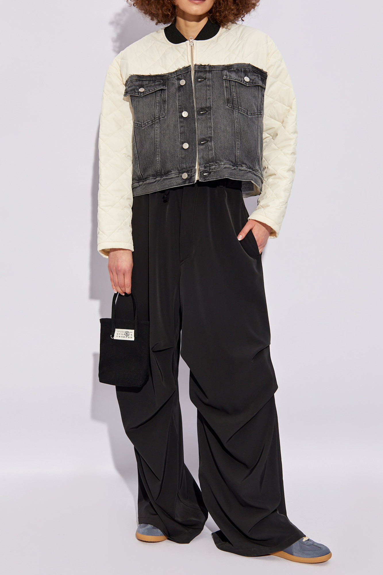 Shop Mm6 Maison Margiela Panelled Bomber Jacket In White