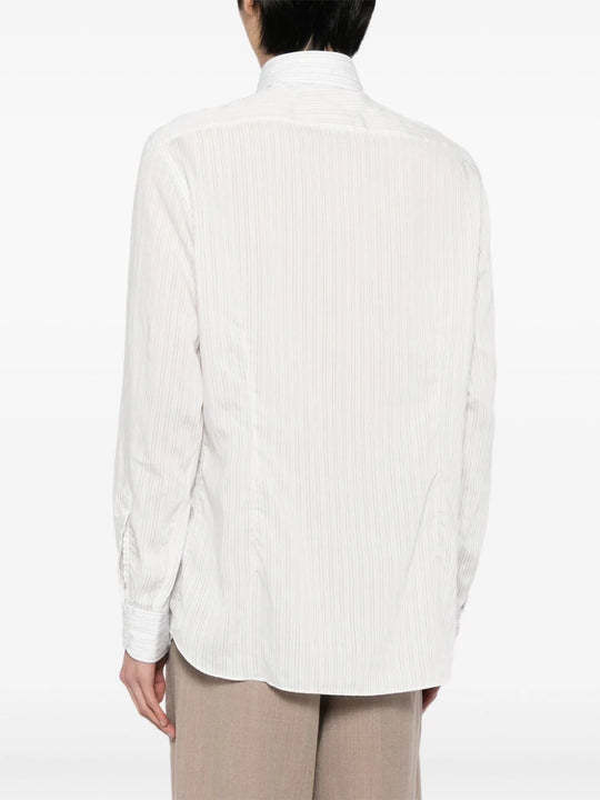 Lardini Striped Button-up Shirt In White