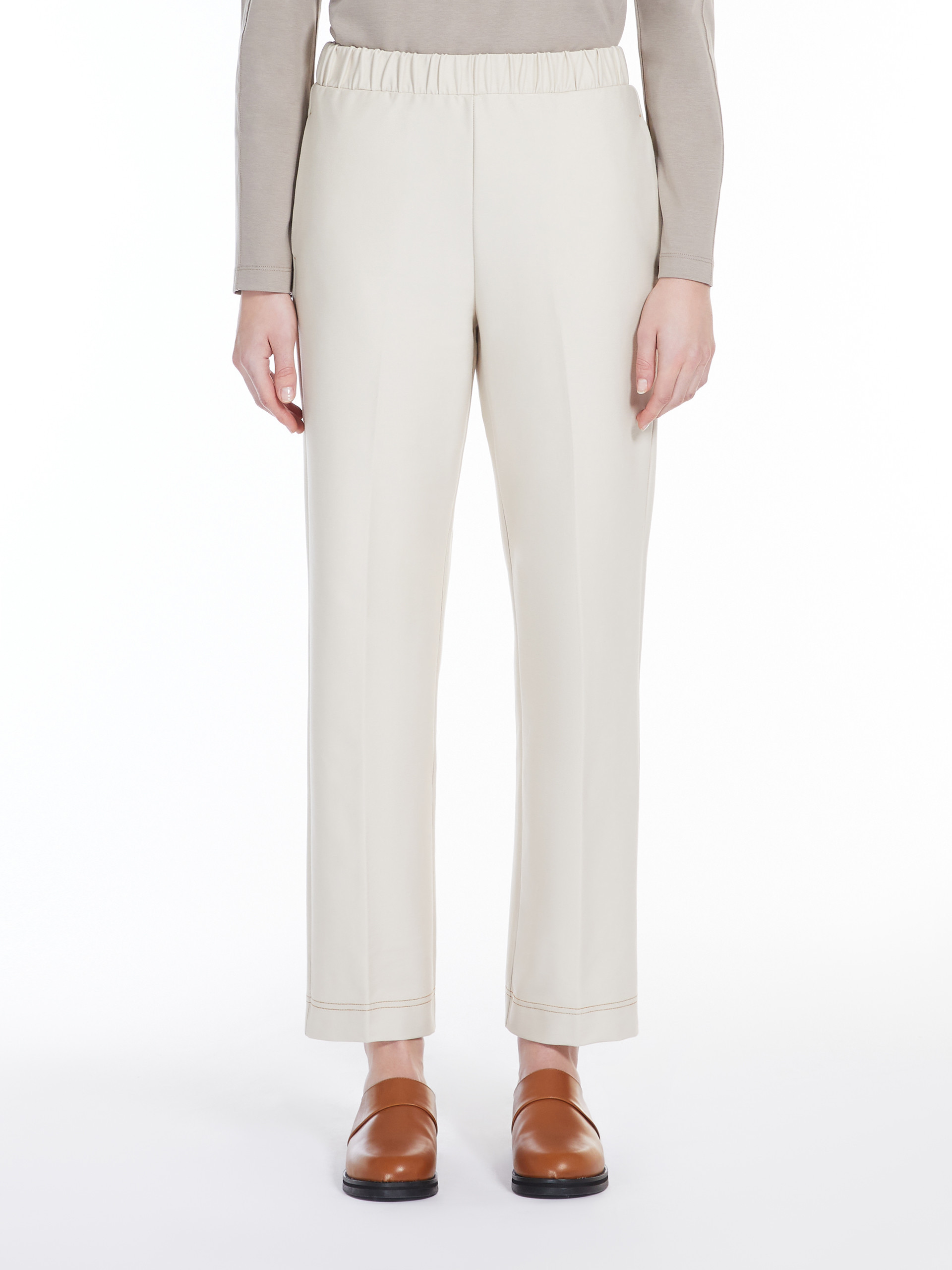 Max Mara Denim Effect Knitted Pants In White