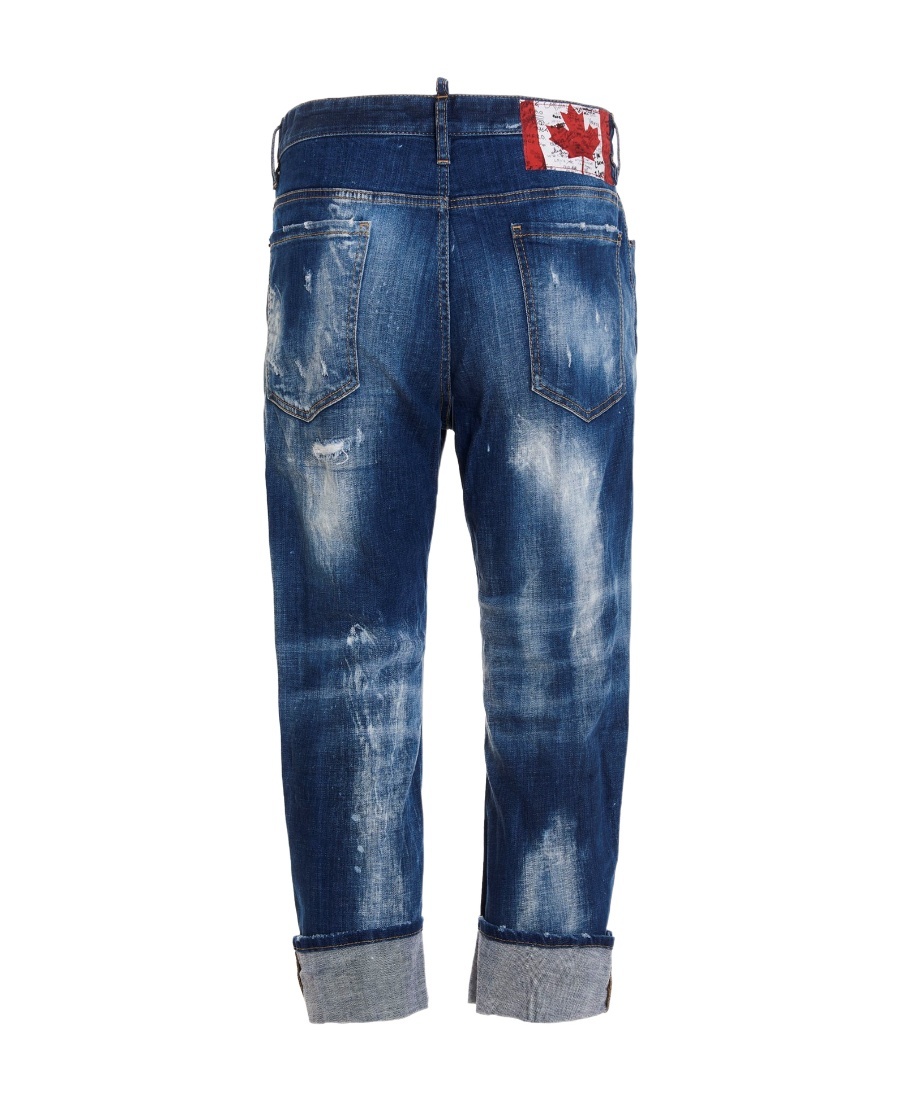 Dsquared2 Cropped Distressed-effect Jeans In Blue