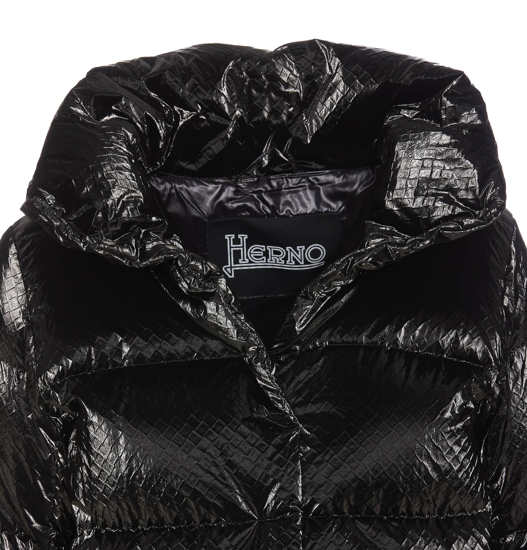 Herno Snakeskin-effect Padded Jacket In Black