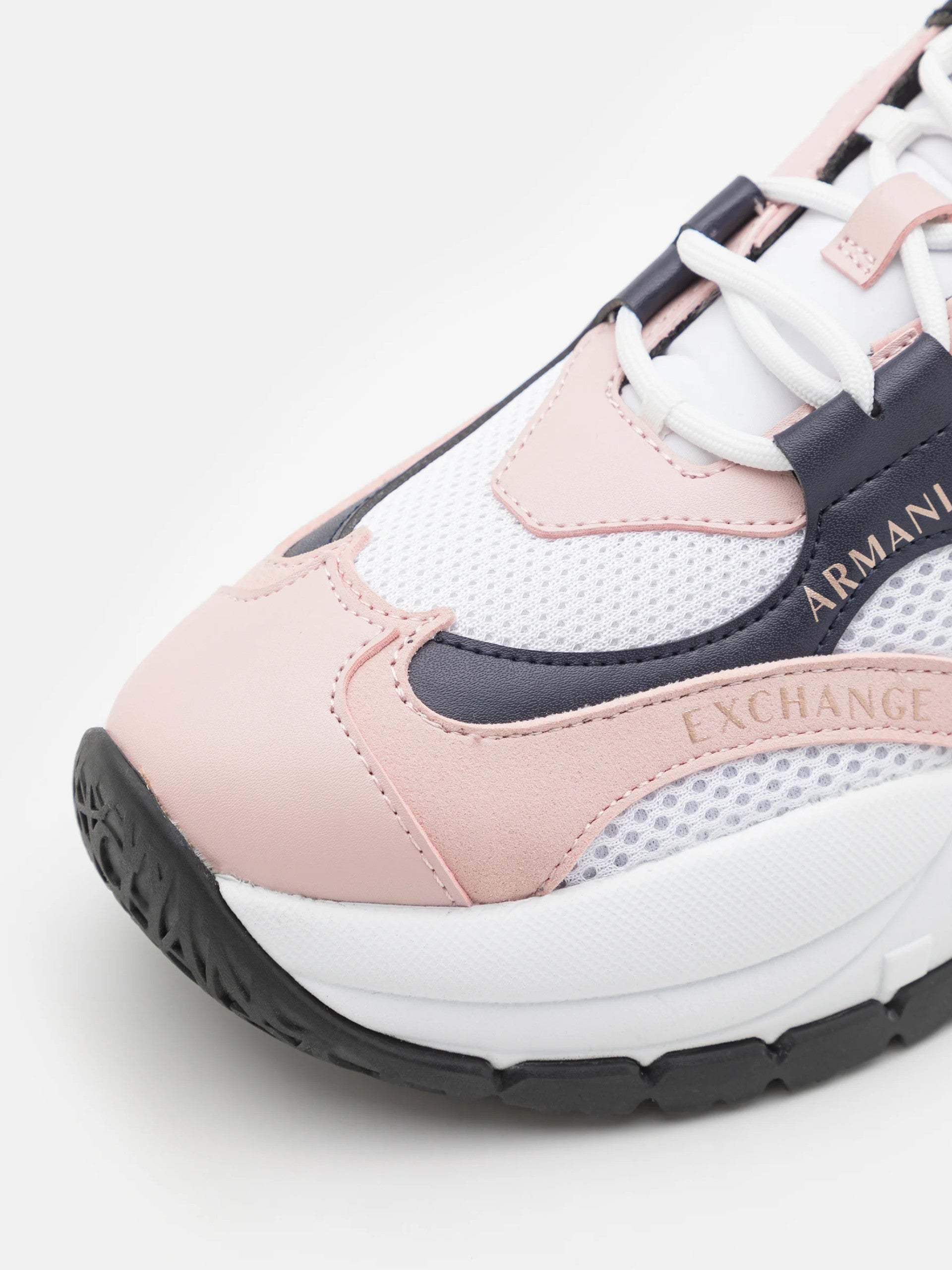 Armani Exchange Logo Sneakers In White/pink