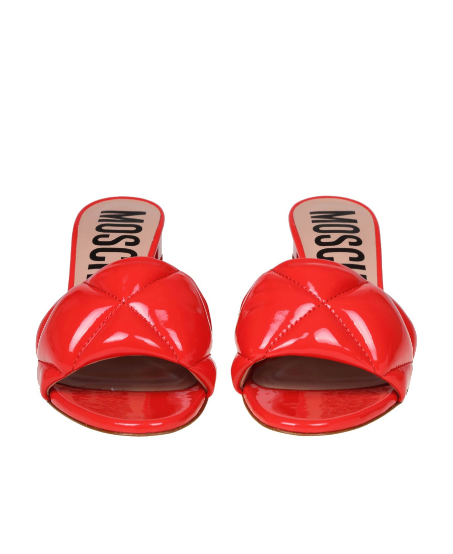 Moschino 60mm Logo-lettering Quilted Leather Mules In Red