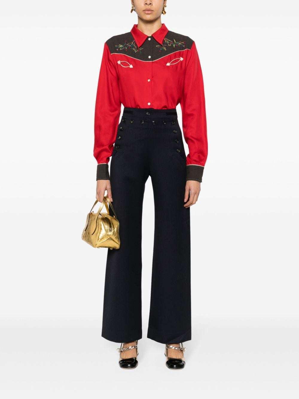 Shop Bode Long-sleeved Shirt In Red