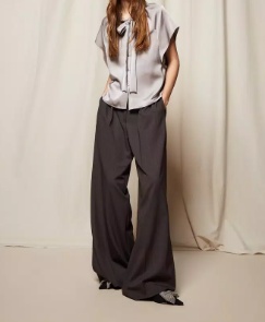 Twinset Wide-leg Trousers With Front Pleats In Burgundy