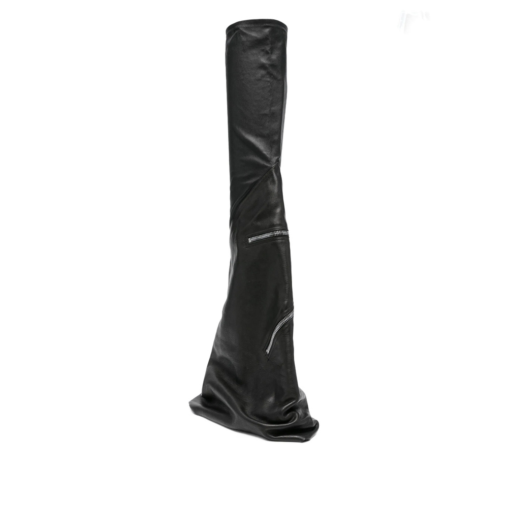 Rick Owens Cargo Fetish Sneaks Calf Leather Knee-high Boots In Black