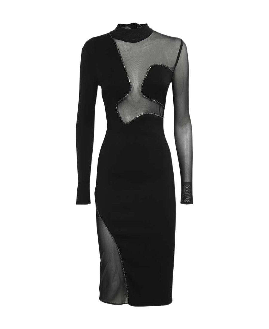 John Richmond Mesh-insert Embellished Party Dress In Black