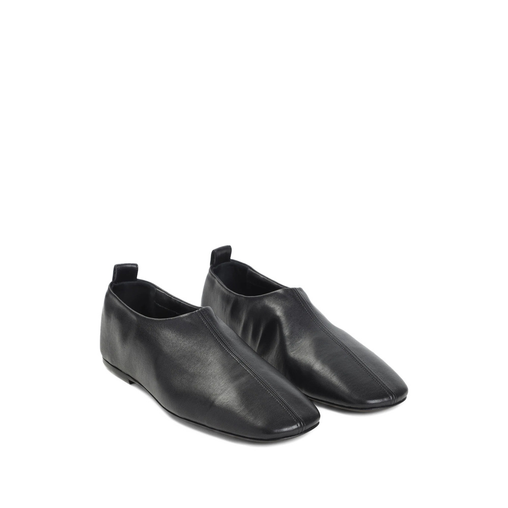 Dries Van Noten Soft Black Leather Loafers With Squared Toe In Black