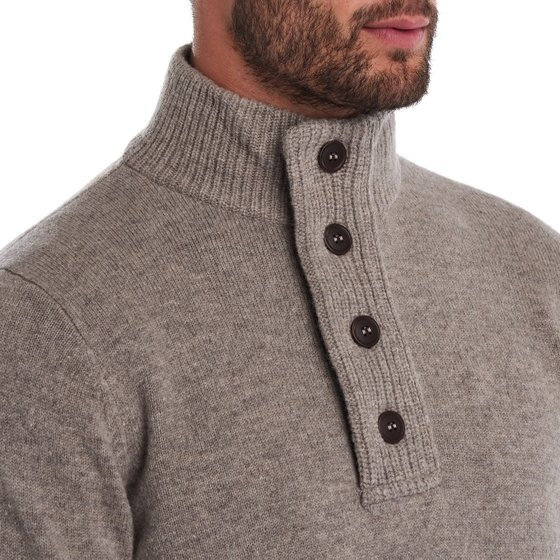 Barbour Half-zipper Button Knitted Pullover In Nude