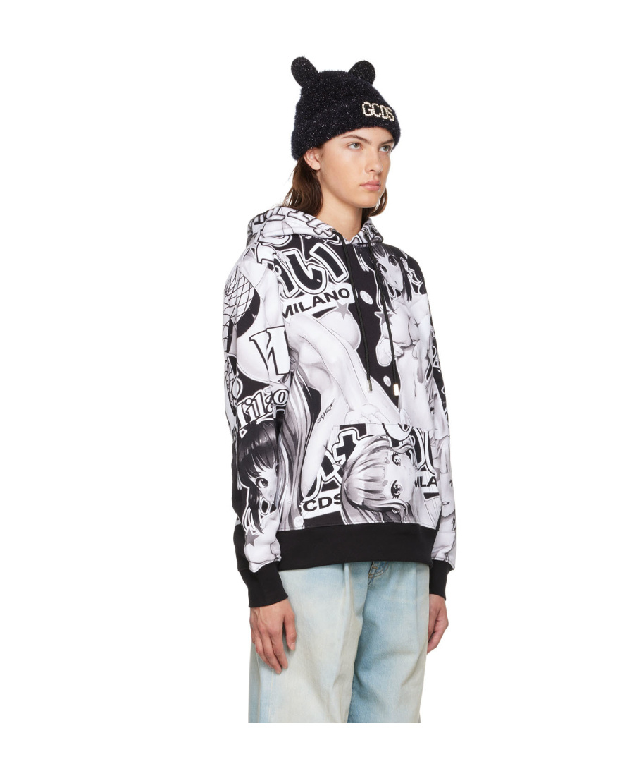 Gcds Pattern Printed Hooded Sweater In White