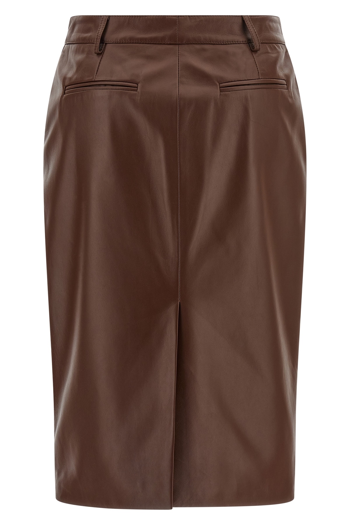 Giuseppe Di Morabito Stylish Leather Skirt Featuring Back Slit In Brown