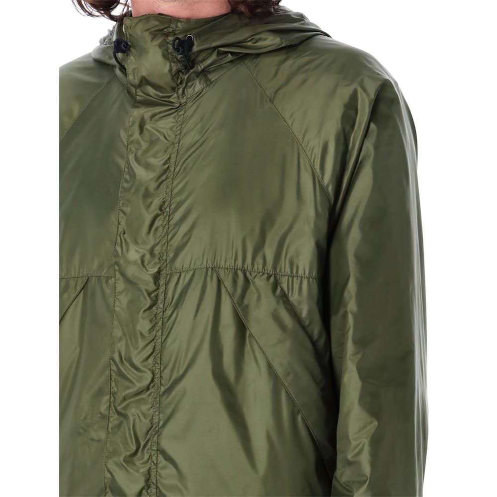 Shop Aspesi Drawstring-hood Windbreaker Jacket In Green