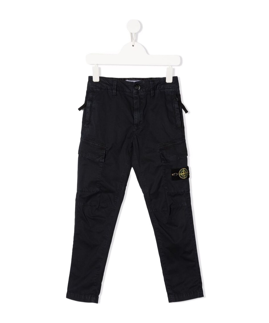 Stone Island Side Logo-patch Trousers In Blue