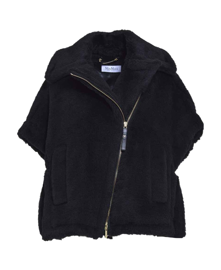 Max Mara Wool-alpaca Teddy Biker Jacket In Black
