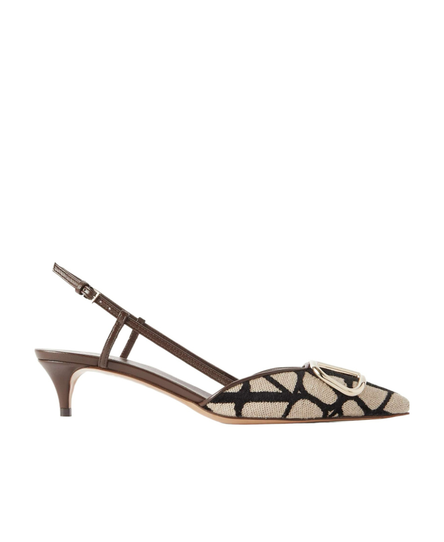 Valentino Logo Plaque Slingback Pumps In Multicolor