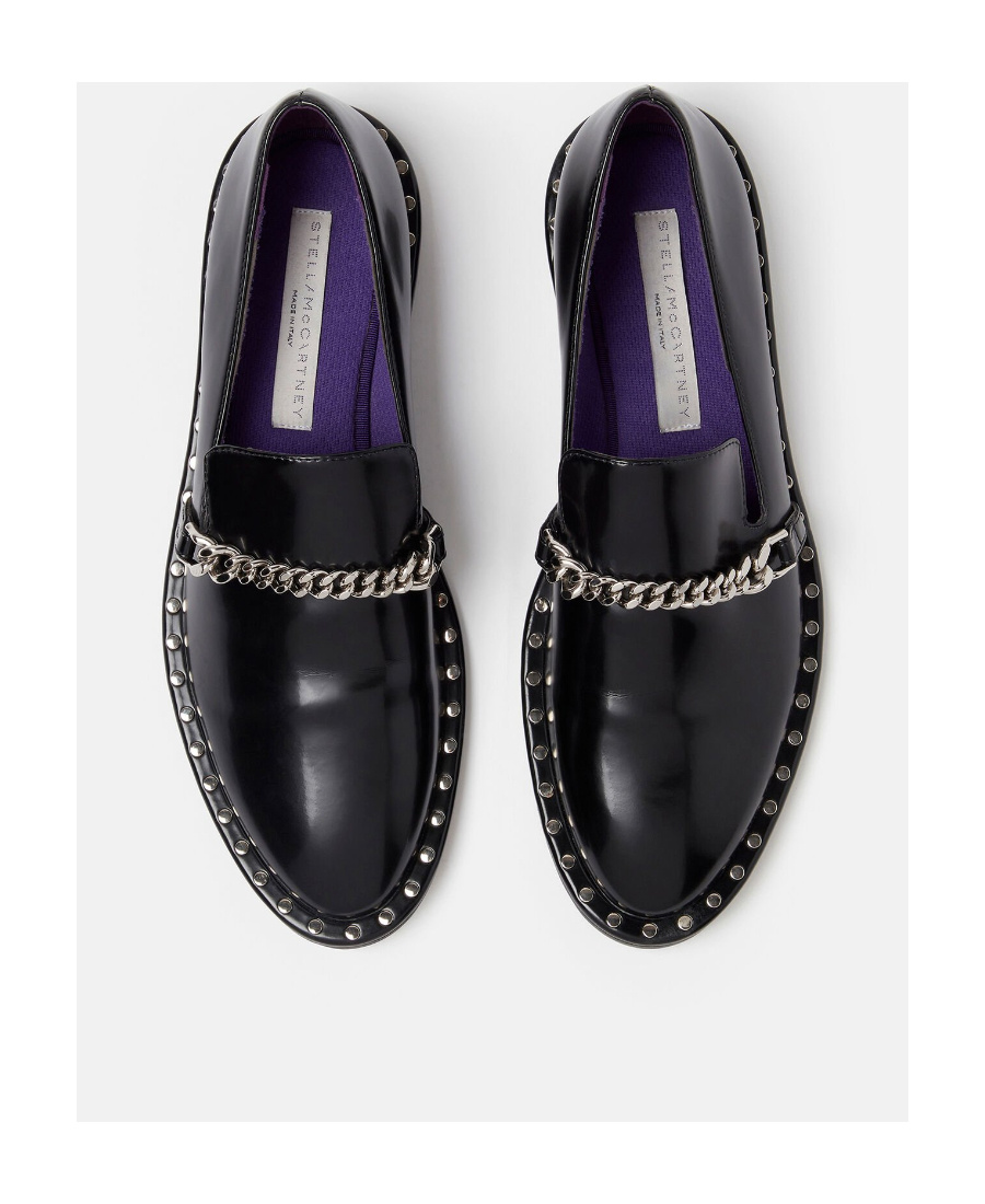 Stella Mccartney Falabella Chain-link Detailing Loafers In Black