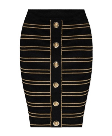 Balmain Striped Ribbed-knit Miniskirt