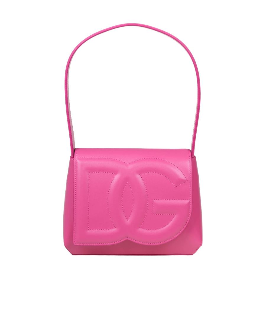 Dolce & Gabbana Leather Shoulder Bag With Dg Logo In Pink