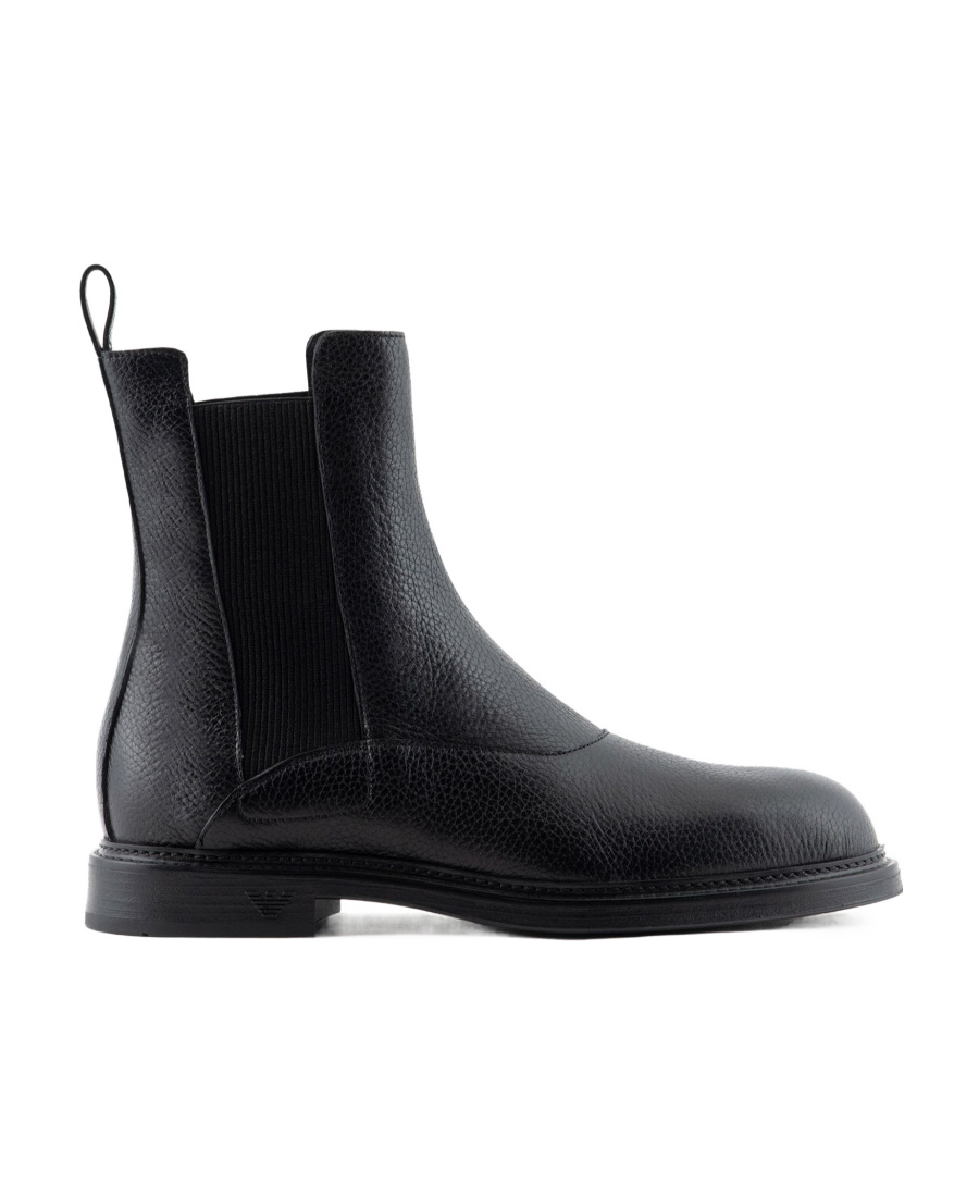 Emporio Armani Elastic Side Panel Flat Sole Boots In Black
