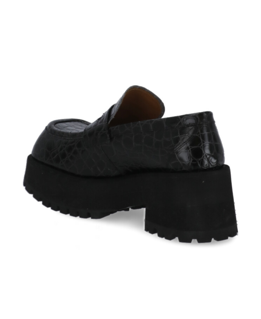 Marni Crocodille-effect Chunky Loafers In Black Leather In Black