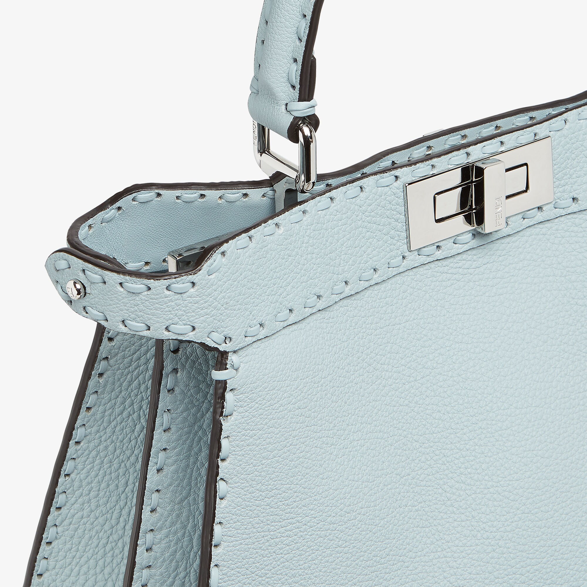 FENDI LIGHT BLUE SELLERIA BAG WITH 646 HAND-SEWN TOPSTITCHES
