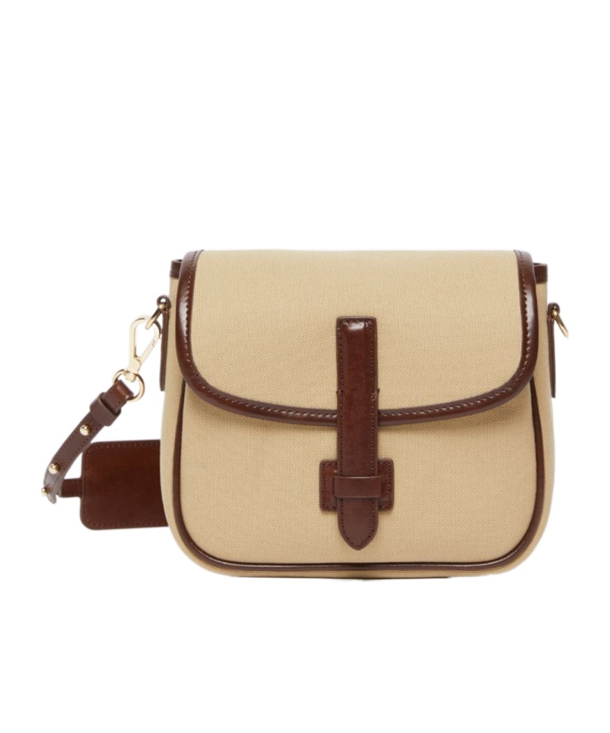WEEKEND MAX MARA CANVAS AND LEATHER SHOULDER BAG