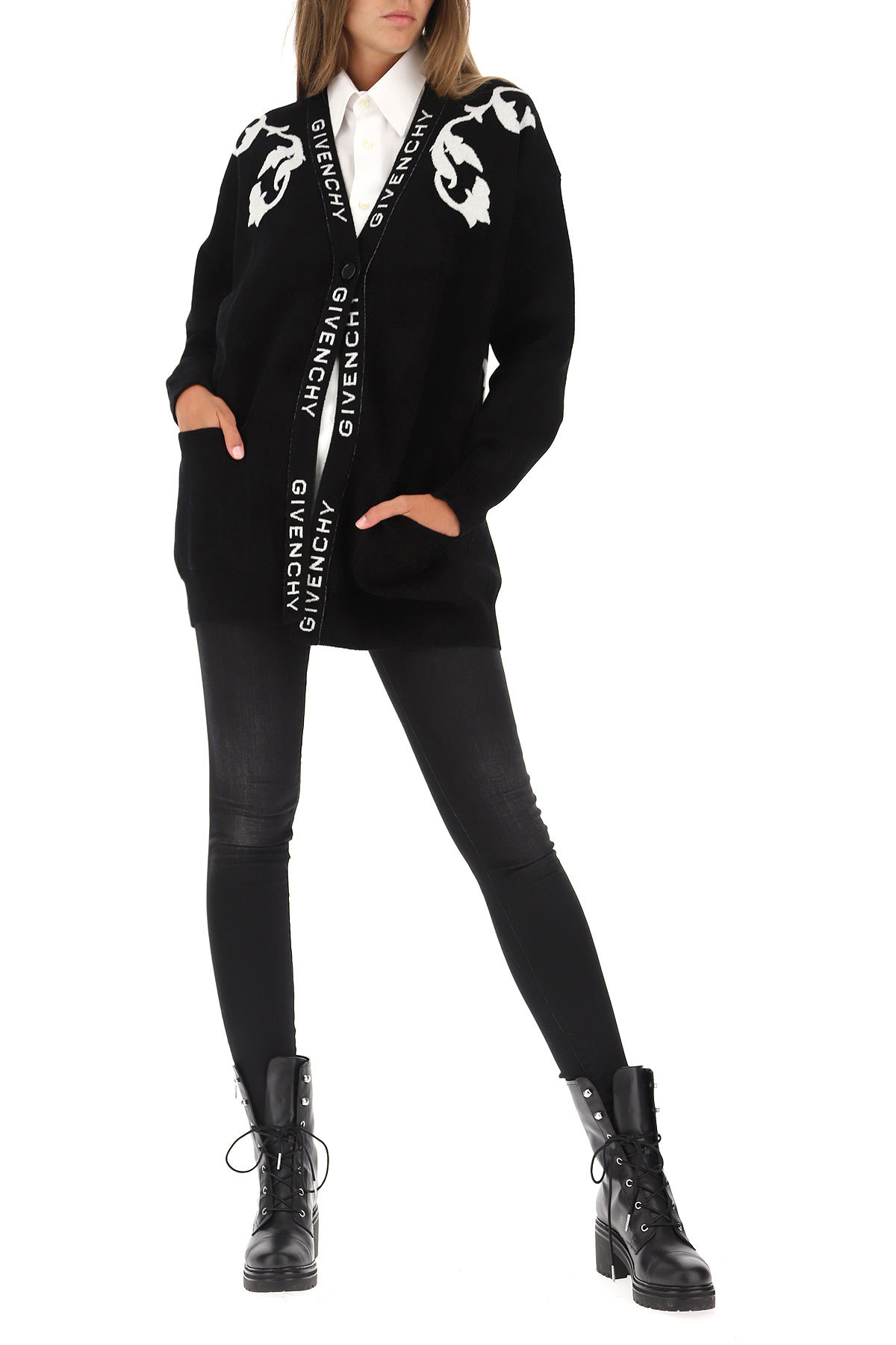 Givenchy Intarsia-knit Cardigan In Black